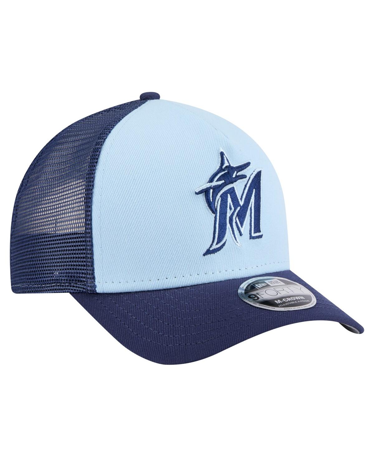 New Era Men's Light Blue/navy Miami Marlins 2-tone Color Pack 9forty M-crown A-frame Adjustable Hat In Multi