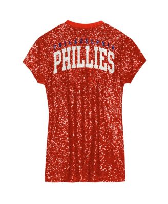 Big Girls Red Philadelphia Phillies Sequin V-Neck Dress