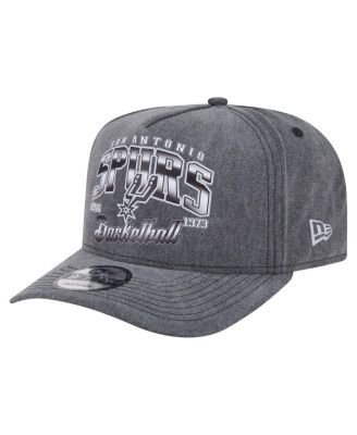 New Era - Men's Charcoal San Antonio Spurs Throwback Washed Pre-Curved 9FIFTY Snapback Hat