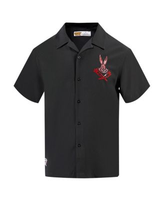 Men's Black Looney Tunes Bugs Bunny Melted Skeleton Button-Up Shirt