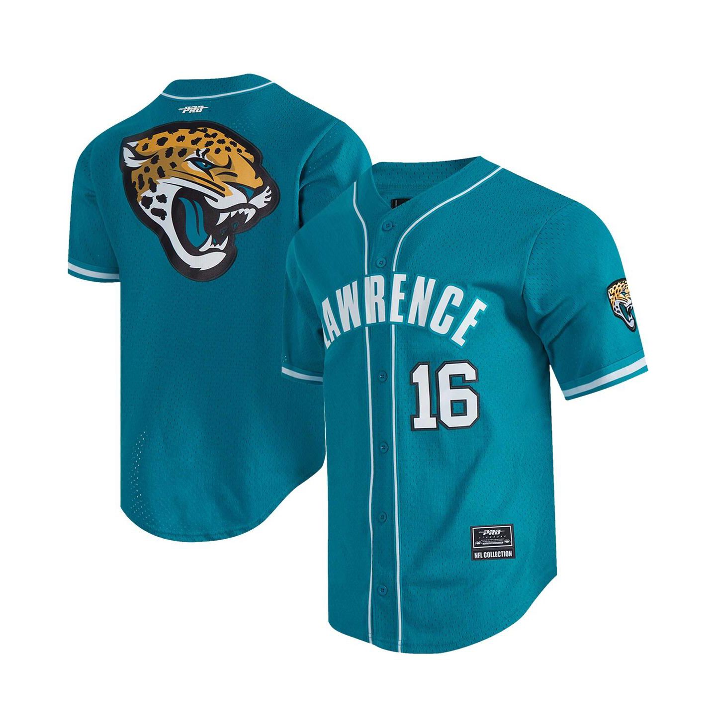 Мужской топ Pro Standard Trevor Lawrence Teal Jacksonville Jaguars Mesh Button-Up Baseball Jersey — фото 1