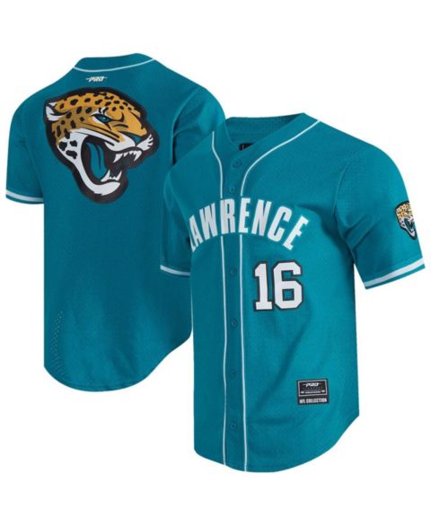 Мужской топ Pro Standard Trevor Lawrence Teal Jacksonville Jaguars Mesh Button-Up Baseball Jersey