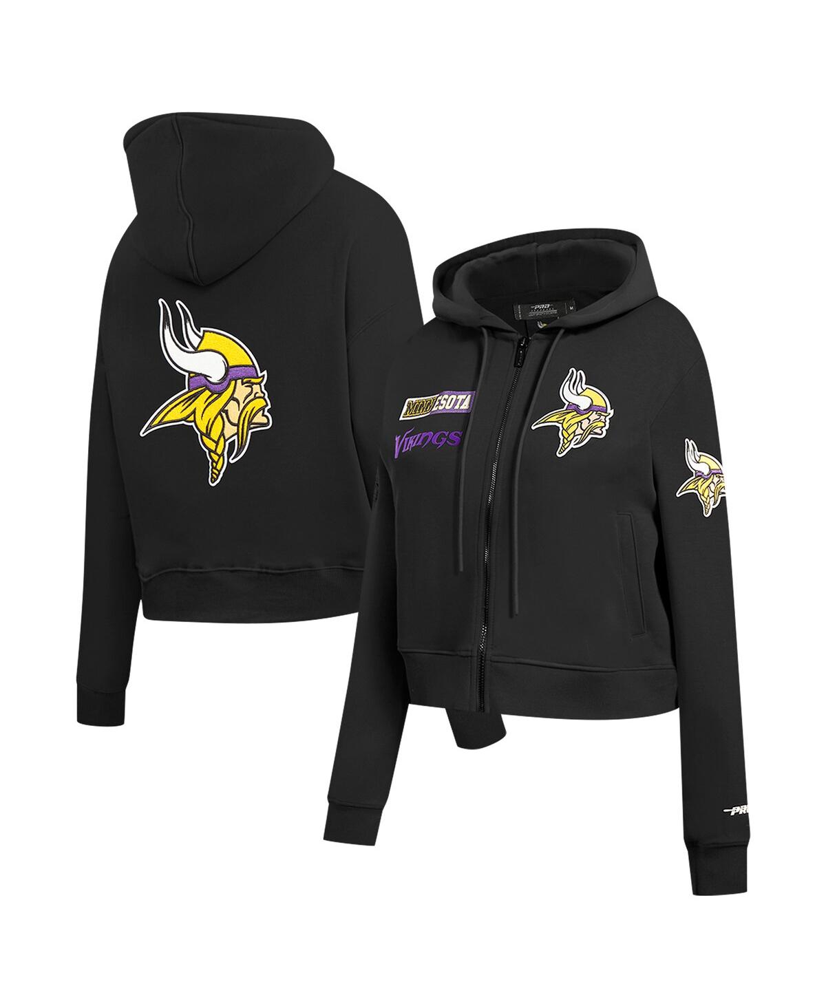 Women's Black Minnesota Vikings Split Logo Full-Zip Hoodie - Black