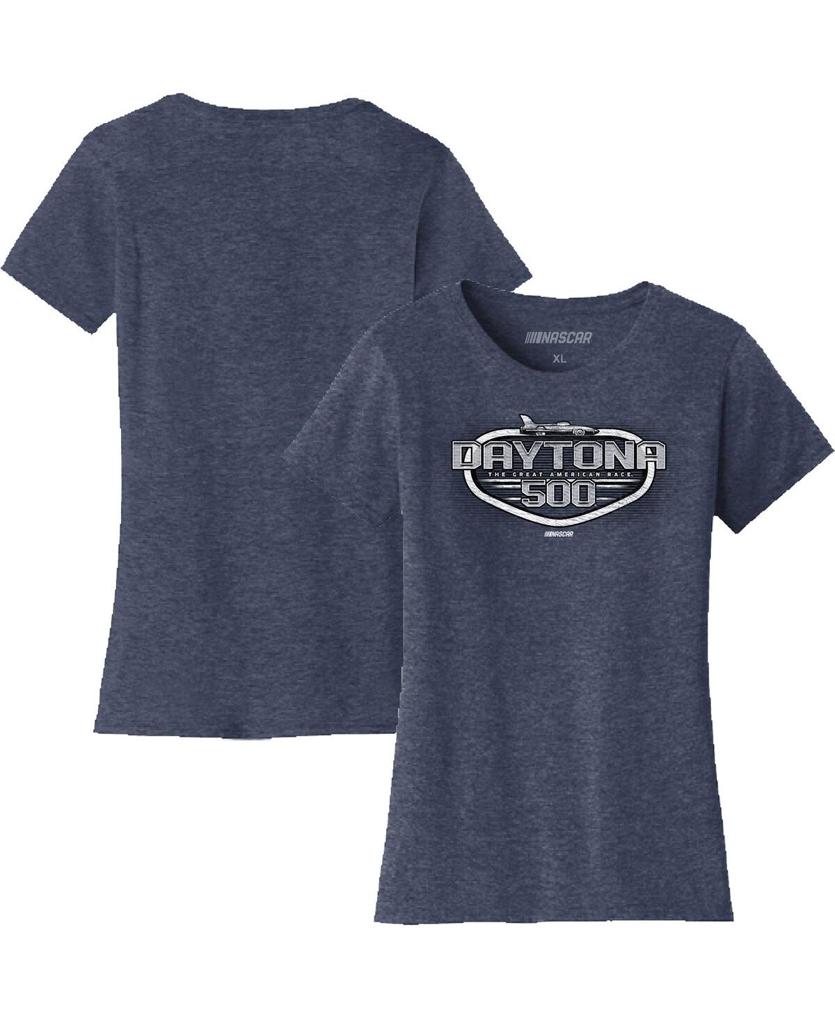 Women's Heather Navy Daytona International Speedway 2025 Daytona 500 Graphic T-Shirt - Heather Navy