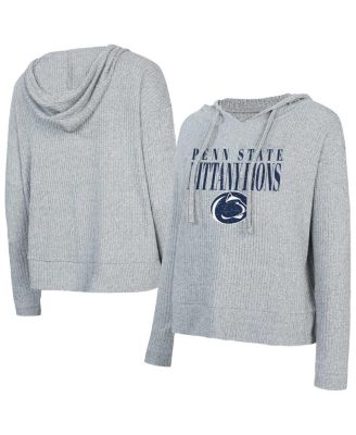 Concepts Sport - Women's Heather Gray Penn State Nittany Lions Juniper Soft Modest Cropped Long Sleeve Hoodie Top