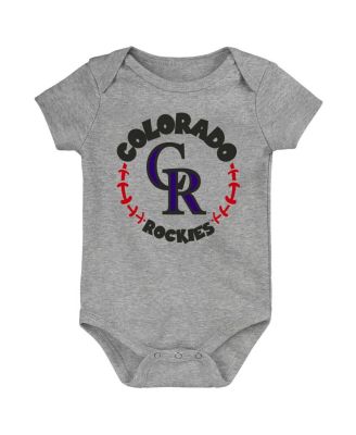 Big Boys and Girls Purple/White/Heather Gray Colorado Rockies Biggest Little Fan 3-Pack Bodysuit Set
