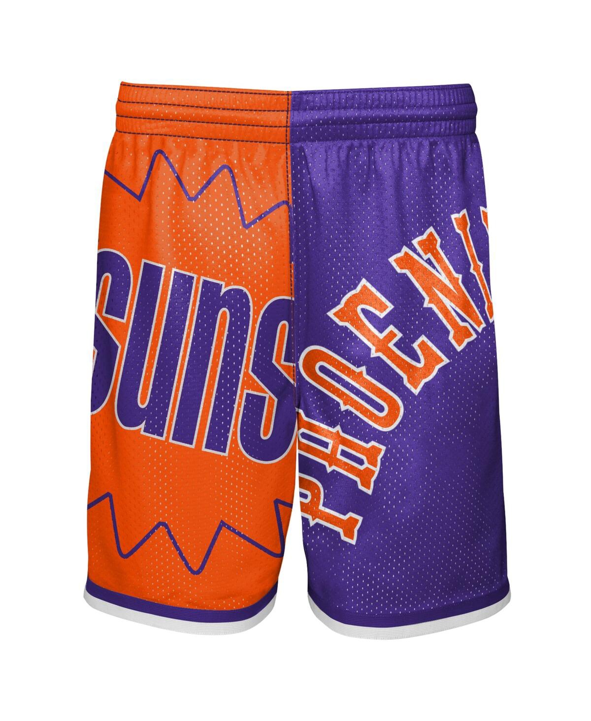 Mitchell & Ness Big Boys And Girls Orange/purple Phoenix Suns Hardwood Classics Big Face 5.0 Shorts In Blue