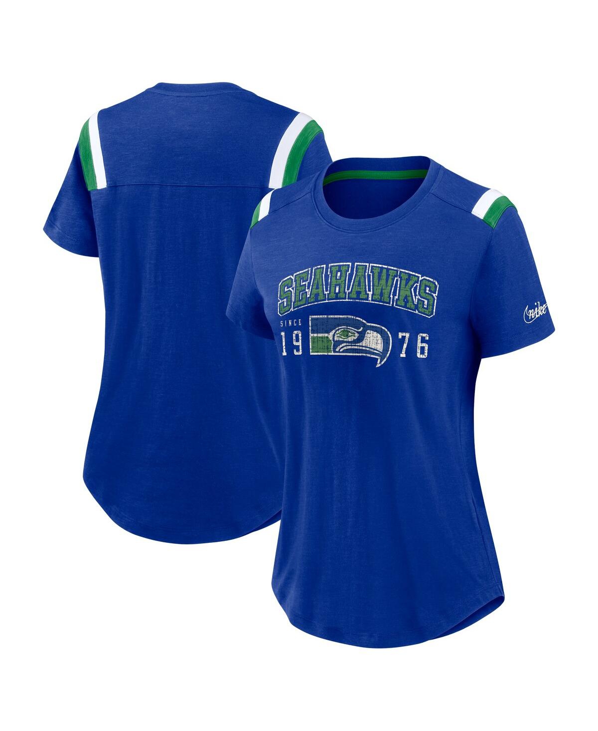 Women's Heather Royal Seattle Seahawks Historic Slub Fashion T-Shirt - Heather Royal