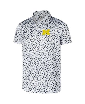 Big Boys and Girls White Michigan Wolverines Earnest Allover Print Polo Shirt