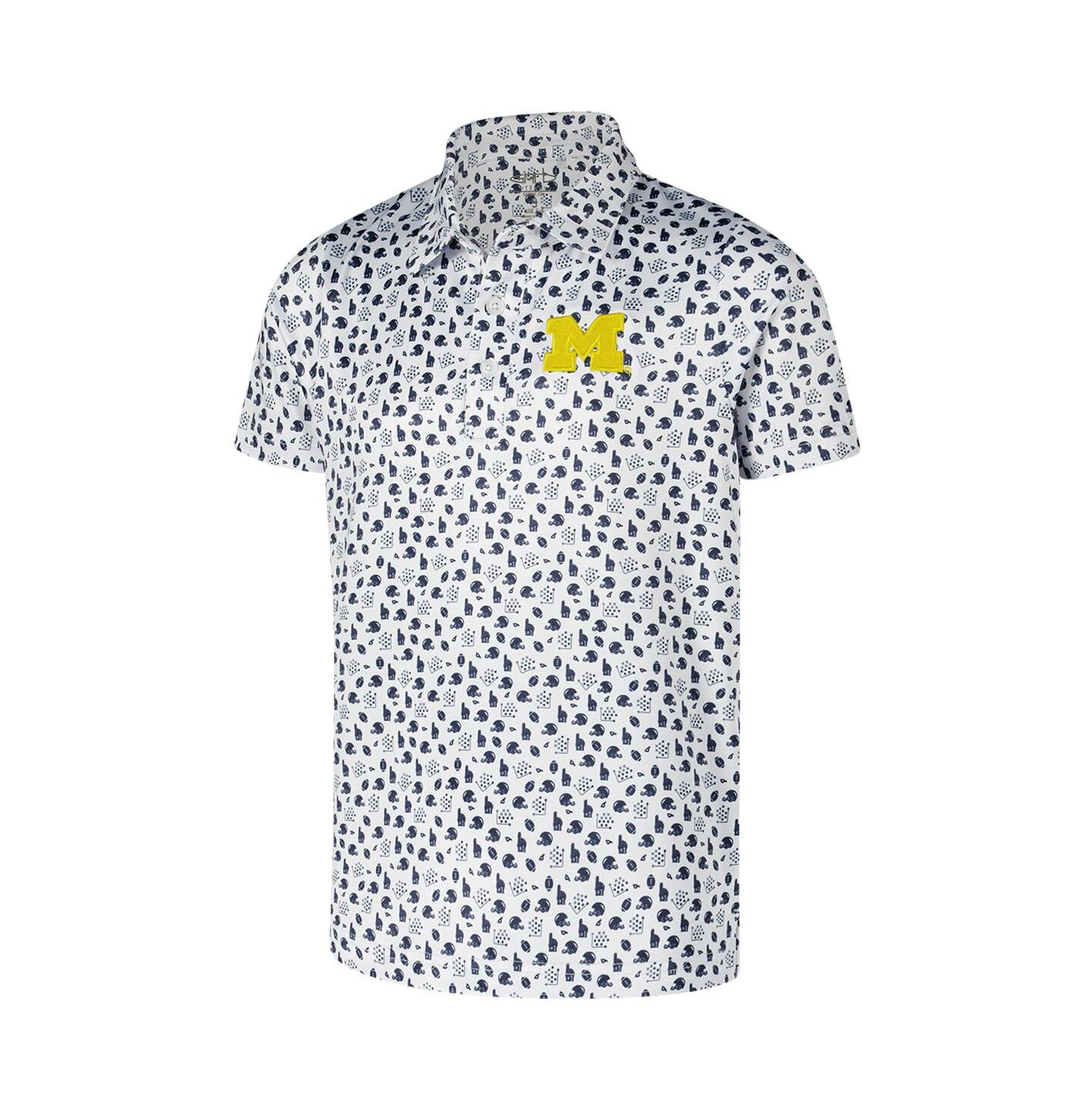 Детское поло Garb White Michigan Wolverines Earnest Allover Print Polo — фото 3