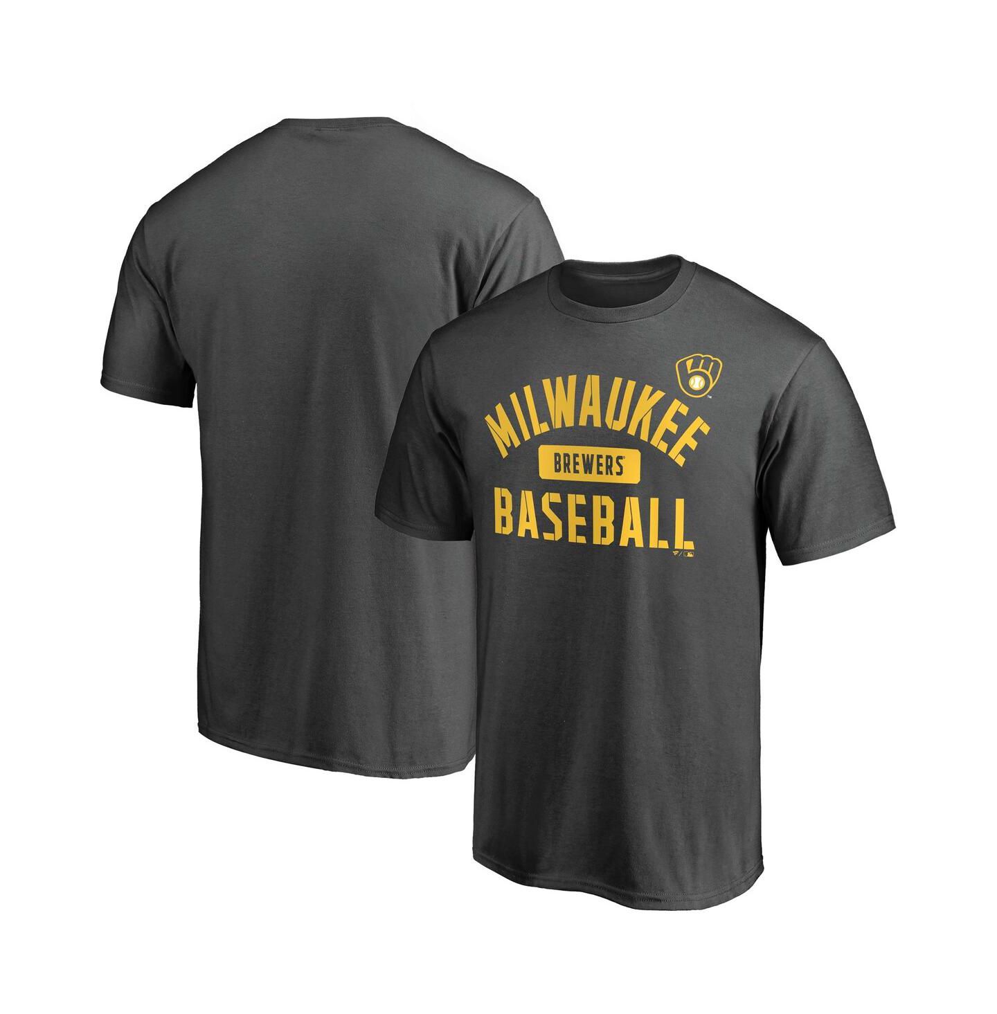 Мужская футболка Fanatics Mto Label Charcoal Milwaukee Brewers Iconic Primary Pill — фото 1