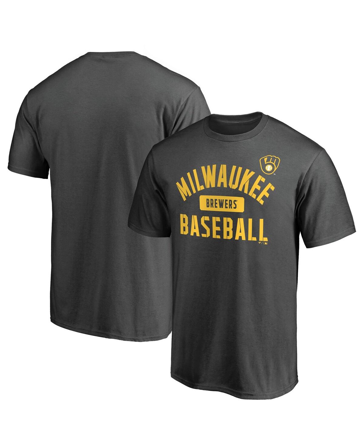 Fanatics Mto Label Men's Charcoal Milwaukee Brewers Iconic Primary Pill T-shirt In Gray