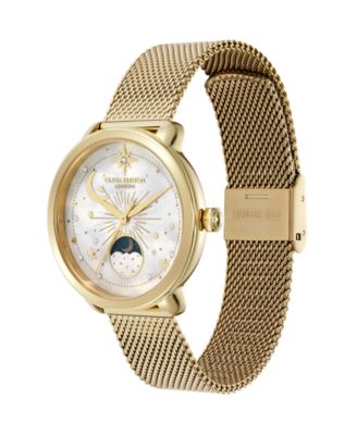 Women's Moonphase Gold Tone Stainless Steel Mesh Bracelet Watch, 34mm
