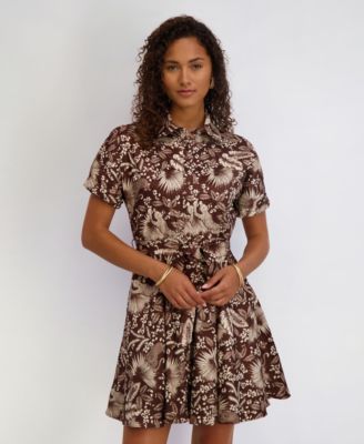 Women's Printed Short-Sleeve Shirtdress