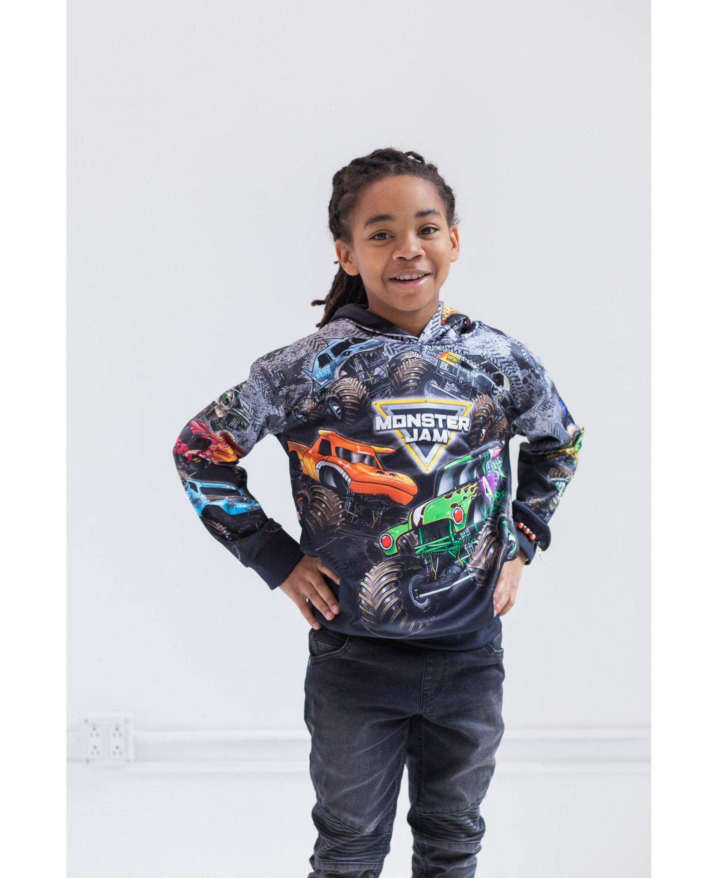 Детское худи Monster Jam Zombie Grave Digger Megalodon Fleece Pullover Toddler Child Boys, цвет: Угольный серый — фото 3