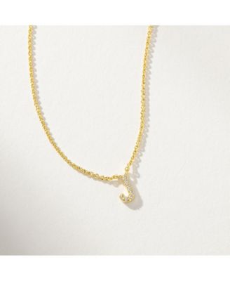 14k Gold-Plated Pave Initial Necklace - Gold j