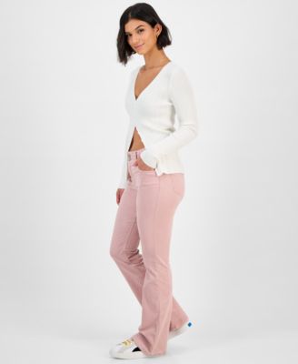 Juniors' Corduroy Double-Button Bootcut Pants
