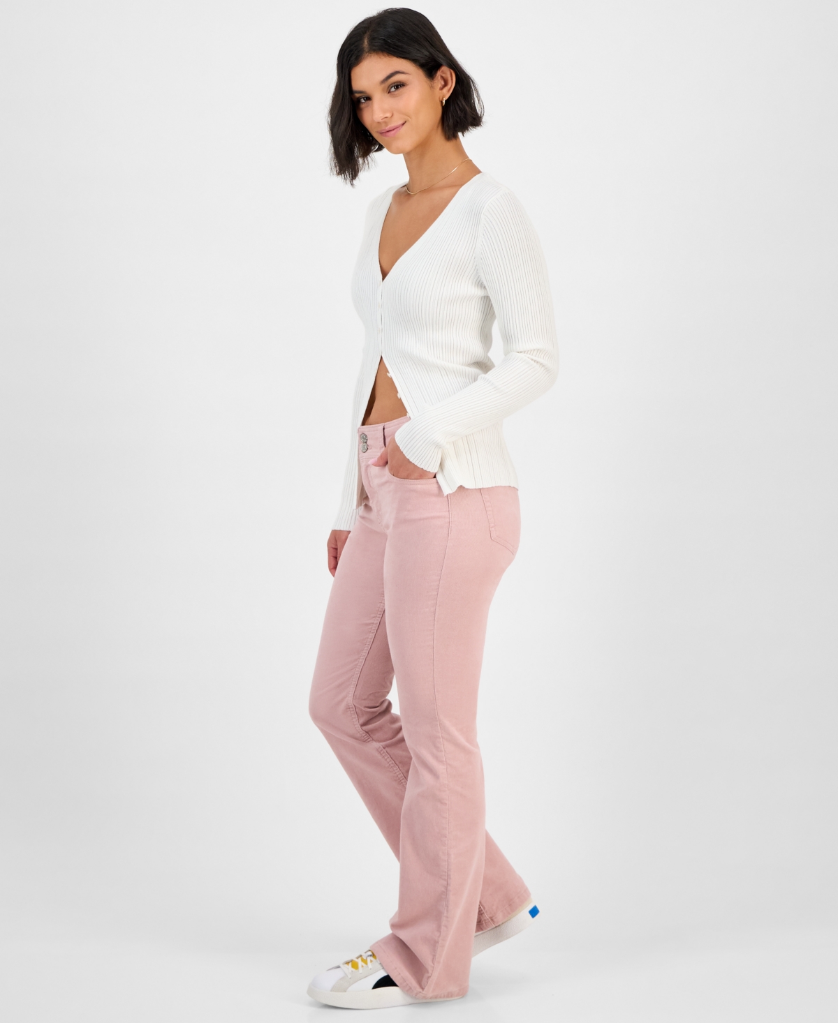 Celebrity Pink Juniors' Corduroy Double-Button Bootcut Pants
