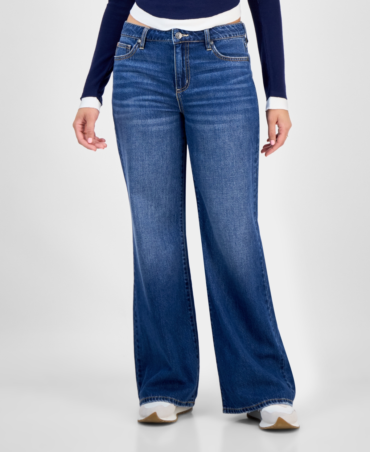 Celebrity Pink Juniors' High-rise Slouchy Flare Jeans In Blue