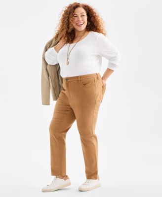 Plus Size High-Rise Straight-Leg Pants, Exclusively at Macy's