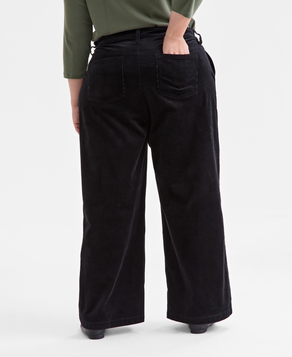 Style & Co Plus Size Wide-leg Corduroy Pants, Macy's Exclusive In Black