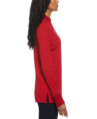 Petite Rivet Detail Mock Neck Long Sleeve Top