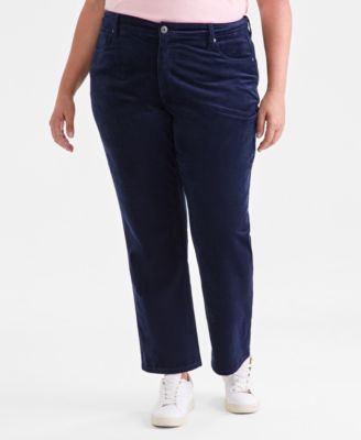 Plus Size High-Rise Straight-Leg Corduroy Pants