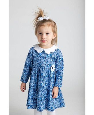 Floral Print Knit Dress With Flower