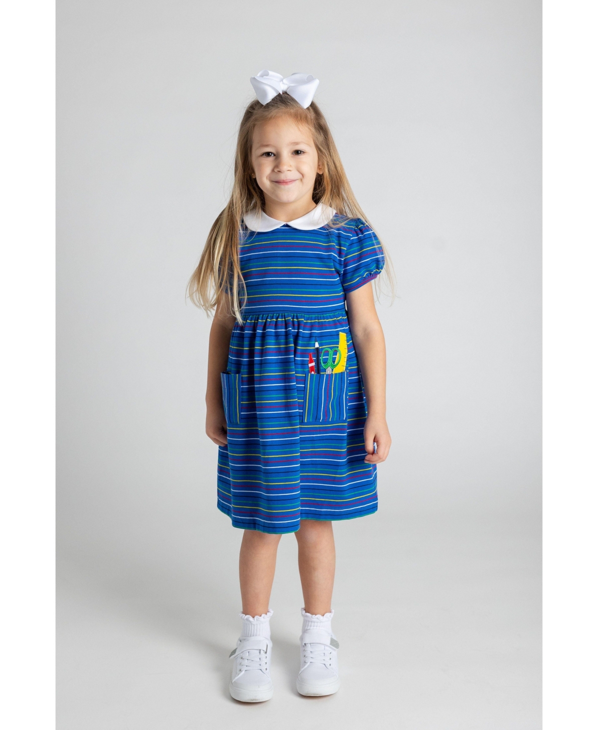 Florence Eiseman Stripe Knit Dress With School Supplies