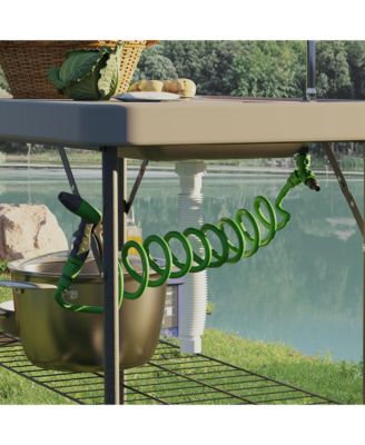 Folding Fish Cleaning Table with Sink, Faucet and Sprayer for Outdoor Use