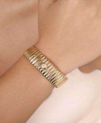 Ribbed Crystal Statement Cuff