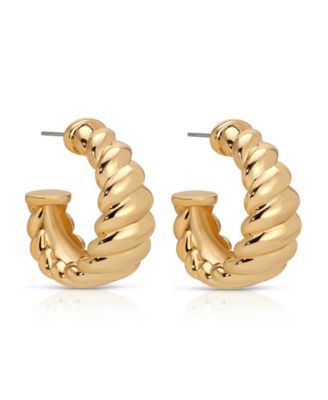 Modern Ribbed Hoops Earrings