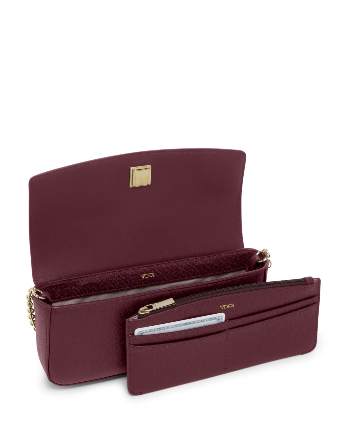 Tumi Belden Slg Wallet On Chain 8.25" Crossbody Bag In Burgundy