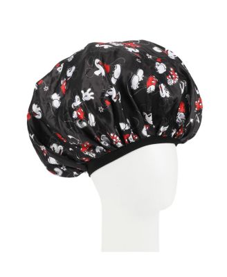 Mickey & Minnie Mouse Women's All-Over Print Black Satin Bonnet