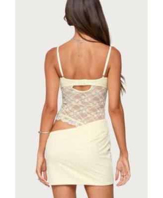 Women's Sheer Lacey Asymmetric Mini Dress