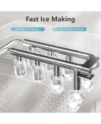 Ice Maker Portable, 26 lbs/day, 9 cubes in 6 mins, Self-Cleaning, Handle, Scoop & Basket, for Home, Kitchen, Camping, RV