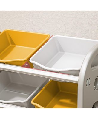 Kids Toy Storage Organizer with 6 Bins, Multi-functional Nursery Organizer Kids Furniture Set Toy Storage Cabinet Unit