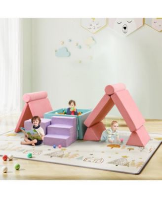 Modular 8-Piece Foam Play Couch for Kids with Plush Suede Covers – Perfect for Creative Play and Lounging