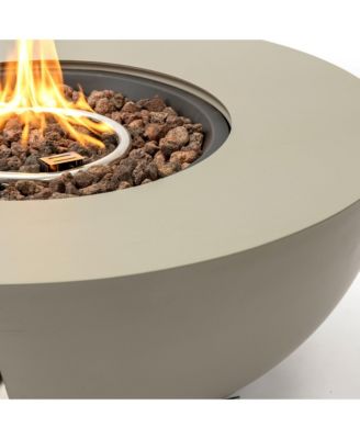 36 Inch Grey Round Iron Fire Pit Table,Adjustable Flame Multi Functional Tabl