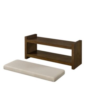 40" Linen Bench with Shoe Rack & Removable Cushion