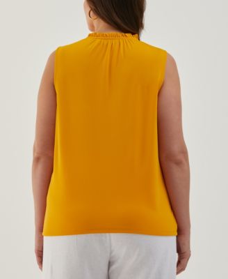 Plus Size Button Front Ruffle Sleeveless Tank Top