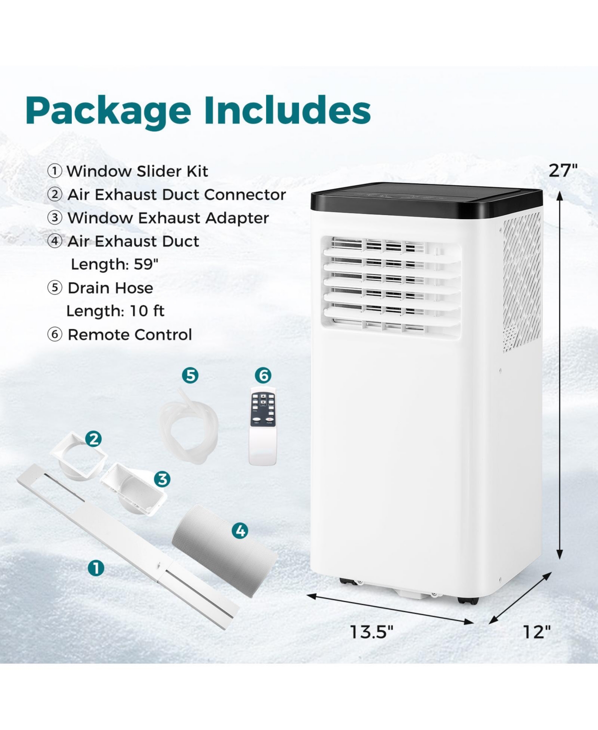 Gymax 8000 Btu Portable Air Conditioner w/ Control Panel & Remote Control