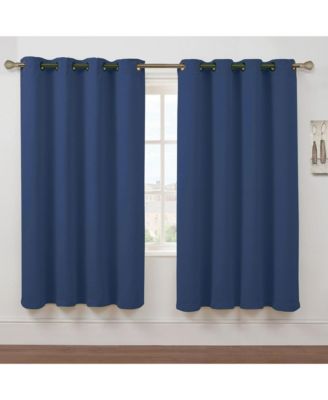 Set of 2 Thermal Room Darkening Grommet Top Curtains For Small Windows