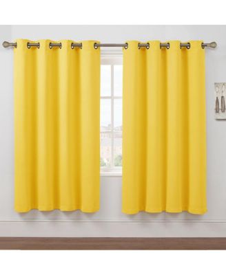 Set of 2 Thermal Room Darkening Grommet Top Curtains For Small Windows