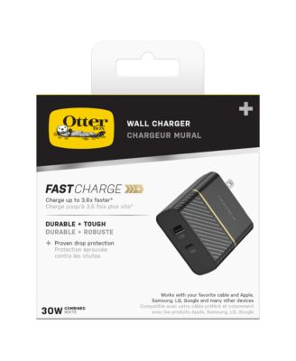 Fast Charge PD USB C and USB A Dual Port Wall Charger 30W-Black