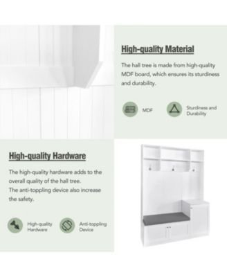 Hall Tree with Bench Cushion Coat Rack