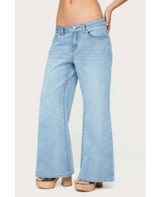 Womens Low Rise Wide Leg Jeans