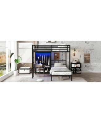 Full XL/Twin Bunk Bed with Desk & Closet - Black