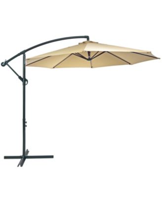 Outdoor Steel Offset Cantilever Pool Patio Umbrella with Square Base Set - 10'