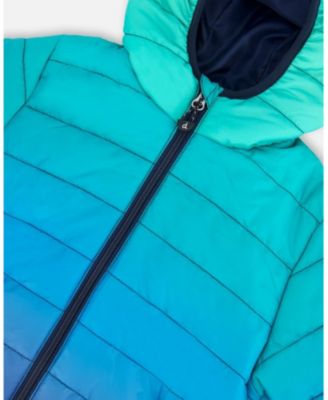 Baby Boy Quilted Mid-Season Jacket Green and Blue Gradient - Baby